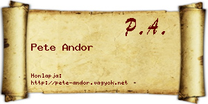Pete Andor névjegykártya
