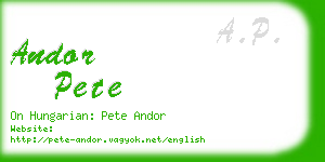 andor pete business card